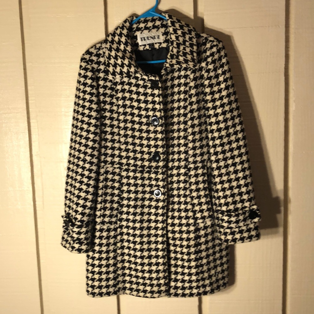 Trendz Black & White Houndstooth Peacoat
